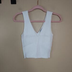 Madewell V-Neck Sweater Tank in White Size M